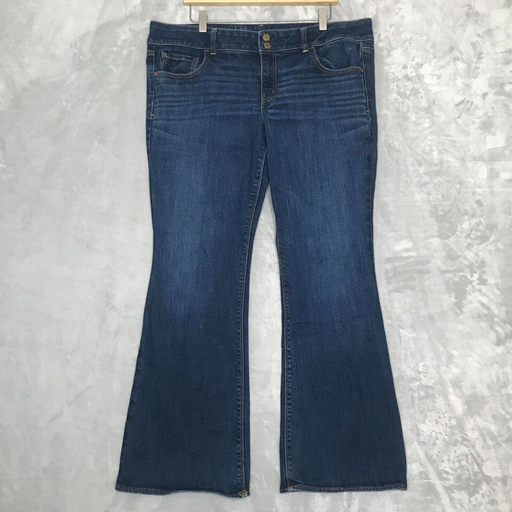 American Eagle Artist Jean Womens 18 Dark Wash Flare Leg Stretch Mid Rise Boho